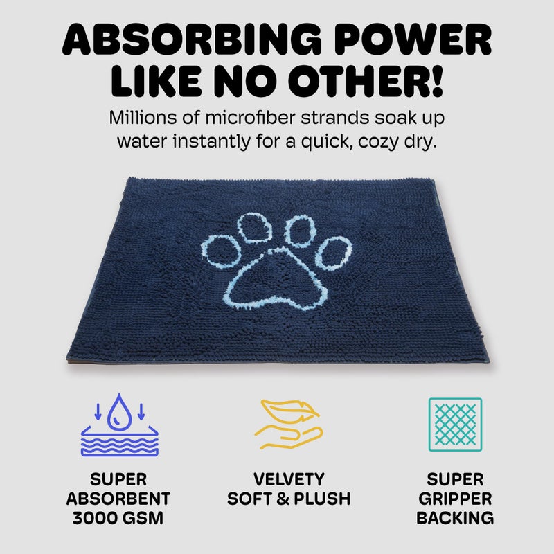 Dog Gone Smart Dirty Dog Doormat - Fast Drying Rug with Super Gripper Backing for Clean Floors - Super Absorbent and Machine Washable Mat for Muddy Paws - Bermuda Blue - Image 3